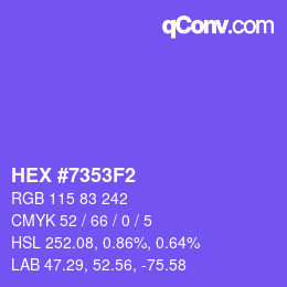 Color code: HEX #7353F2 | qconv.com