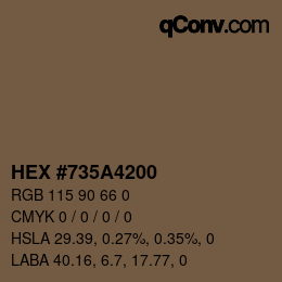 Color code: HEX #735A4200 | qconv.com