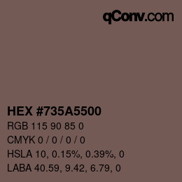カラーコード: HEX #735A5500 | qconv.com