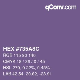 カラーコード: HEX #735A8C | qconv.com
