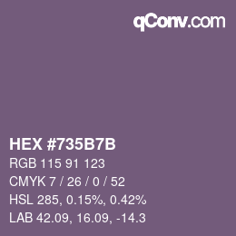 Color code: HEX #735B7B | qconv.com