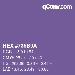 カラーコード: HEX #735B9A | qconv.com