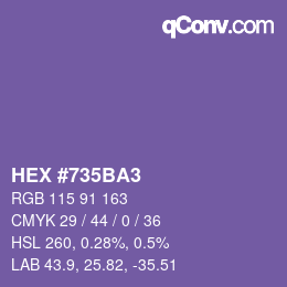 カラーコード: HEX #735BA3 | qconv.com
