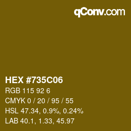 Color code: HEX #735C06 | qconv.com