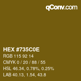 Color code: HEX #735C0E | qconv.com