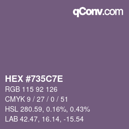 Color code: HEX #735C7E | qconv.com