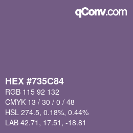 颜色代码: HEX #735C84 | qconv.com