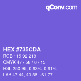 Color code: HEX #735CDA | qconv.com