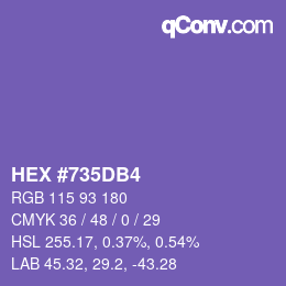カラーコード: HEX #735DB4 | qconv.com
