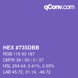 カラーコード: HEX #735DBB | qconv.com