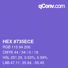 カラーコード: HEX #735ECE | qconv.com