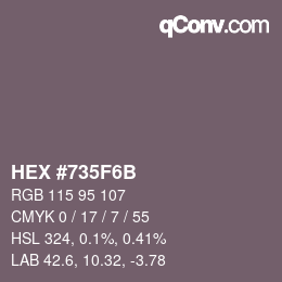 颜色代码: HEX #735F6B | qconv.com
