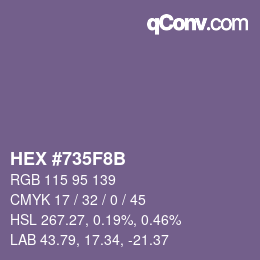 Color code: HEX #735F8B | qconv.com