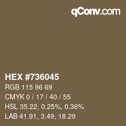 颜色代码: HEX #736045 | qconv.com