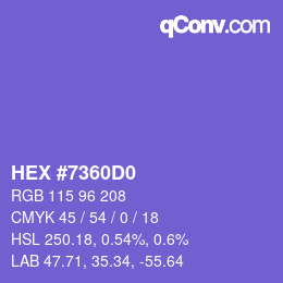 颜色代码: HEX #7360D0 | qconv.com
