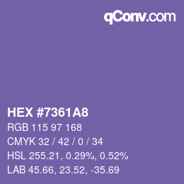 Farbcode: HEX #7361A8 | qconv.com