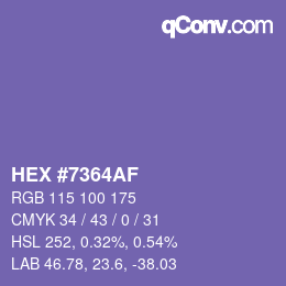 Farbcode: HEX #7364AF | qconv.com
