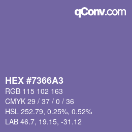 Farbcode: HEX #7366A3 | qconv.com