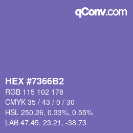 Farbcode: HEX #7366B2 | qconv.com