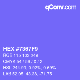 Color code: HEX #7367F9 | qconv.com