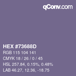 Color code: HEX #73688D | qconv.com