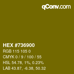 颜色代码: HEX #736900 | qconv.com