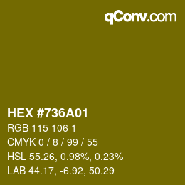 Color code: HEX #736A01 | qconv.com