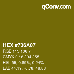Farbcode: HEX #736A07 | qconv.com