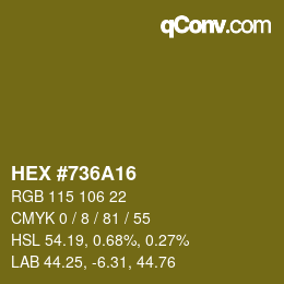 Color code: HEX #736A16 | qconv.com