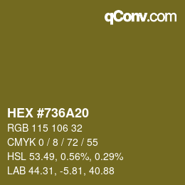 Color code: HEX #736A20 | qconv.com