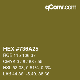 Color code: HEX #736A25 | qconv.com