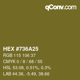 Color code: HEX #736A25 | qconv.com