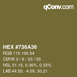 颜色代码: HEX #736A36 | qconv.com