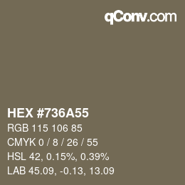 Color code: HEX #736A55 | qconv.com