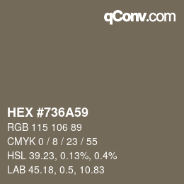 颜色代码: HEX #736A59 | qconv.com
