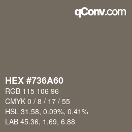 Color code: HEX #736A60 | qconv.com