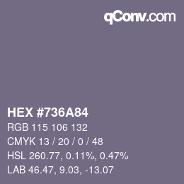 Color code: HEX #736A84 | qconv.com