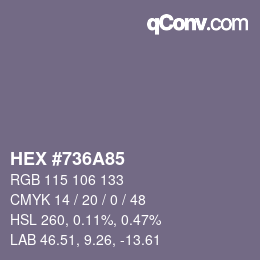 Color code: HEX #736A85 | qconv.com