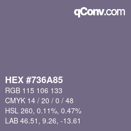 Color code: HEX #736A85 | qconv.com