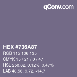 カラーコード: HEX #736A87 | qconv.com