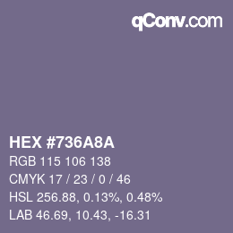 Farbcode: HEX #736A8A | qconv.com