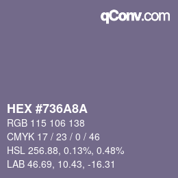 Color code: HEX #736A8A | qconv.com