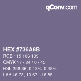 Code couleur: HEX #736A8B | qconv.com