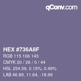 Code couleur: HEX #736A8F | qconv.com