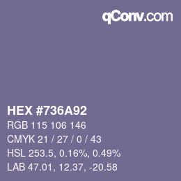 颜色代码: HEX #736A92 | qconv.com