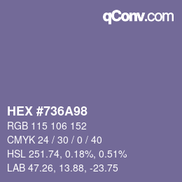 カラーコード: HEX #736A98 | qconv.com