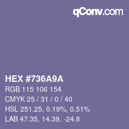 Color code: HEX #736A9A | qconv.com