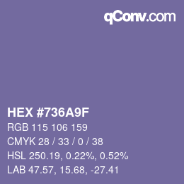 Color code: HEX #736A9F | qconv.com