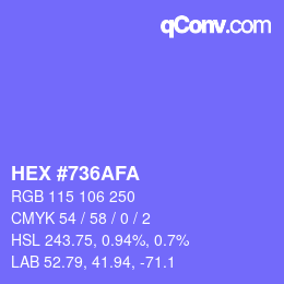 Color code: HEX #736AFA | qconv.com