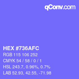 Color code: HEX #736AFC | qconv.com